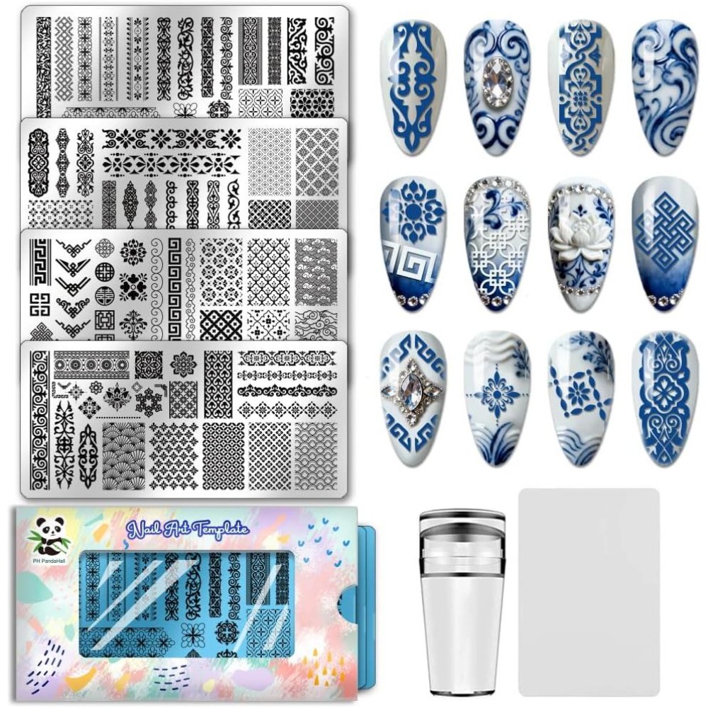 Nail Art Motif - 4 unidades de plantillas para uñas