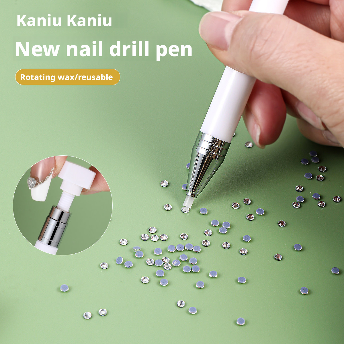 Nail Art Motif - Pluma de Pedrería para Decoración de
