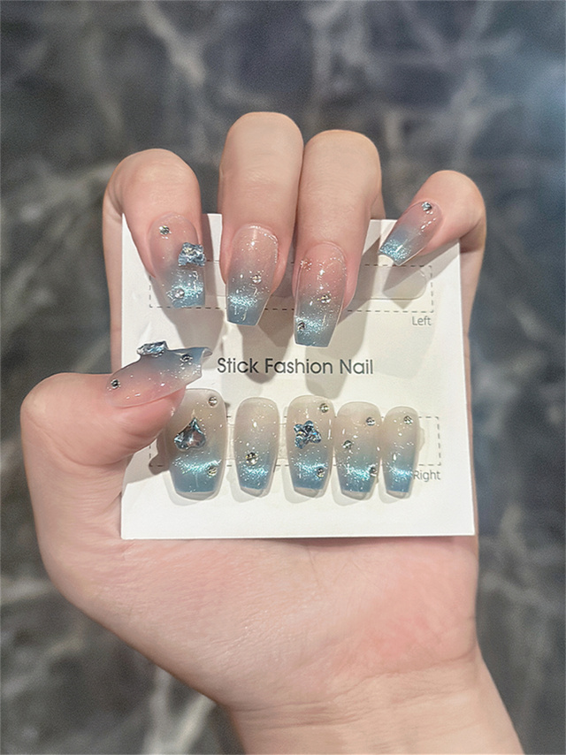 10 piezas de uñas postizas hec - Nail Art Ice Blue reseña y precio