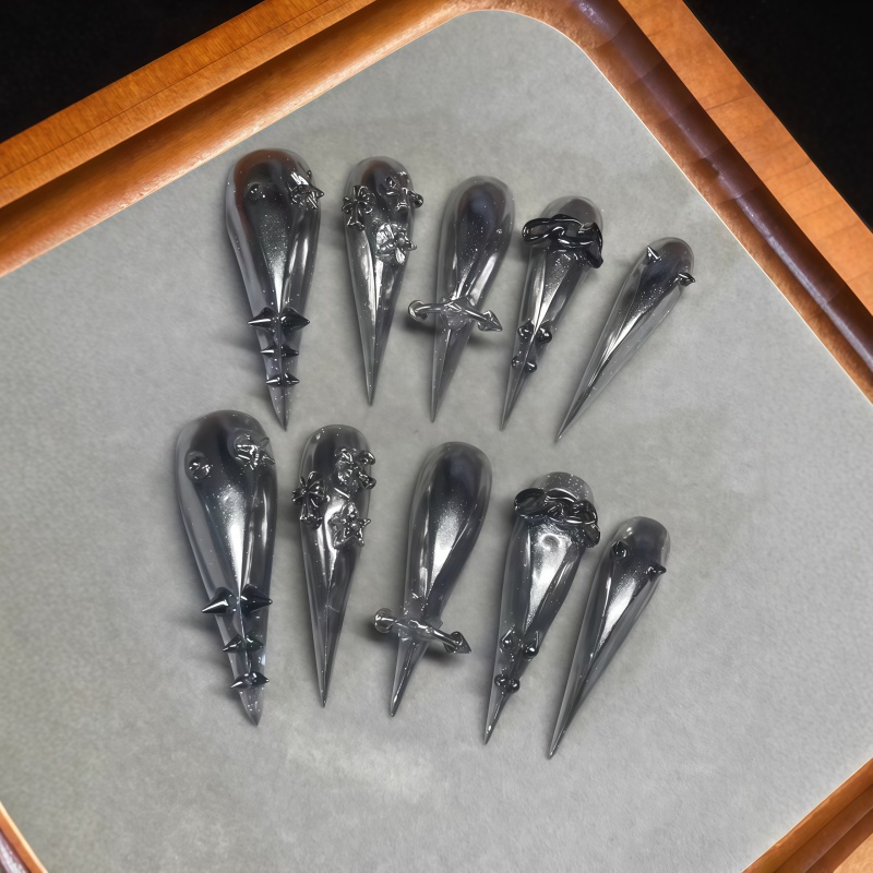 Nuevas 10 Uñas Postizas Gótica - Nail Art Y2K reseña y precio