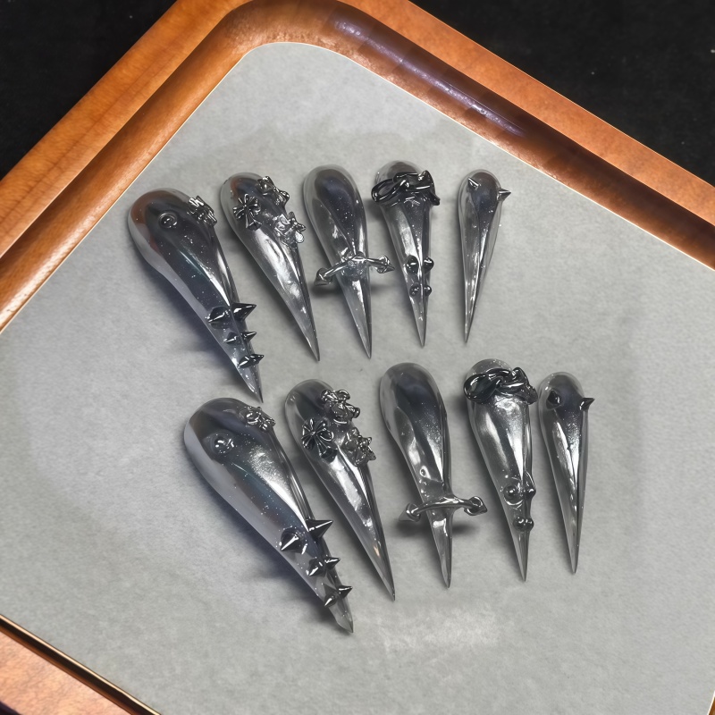 Nuevas 10 Uñas Postizas Gótica - Nail Art Y2K reseña y precio