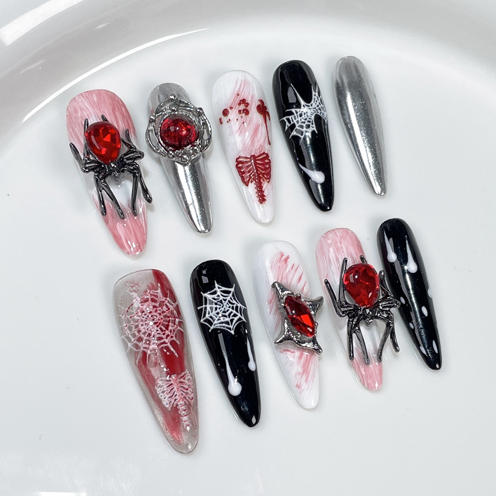 Uñas postizas metálicas hechas - Nail Art Y2K reseña y precio
