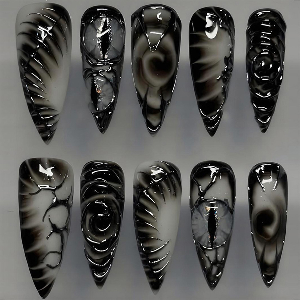 Uñas postizas góticas Stiletto - Nail Art Y2K reseña y precio
